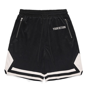 Wholesale High Quality Breathable Men's Basketball Gym Sport Drawstring Nets Mesh Shorts With Zipper Pockets - Product Image 1