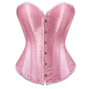 Pink Women's <b>Vintage</b> Leather <b>Corset</b> with Zipper Closure Waterproof Solid Color Outerwear Strapless Style - Product Image 1