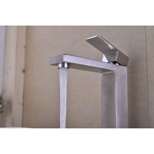 Rubinetto miscelatore monocomando per lavabo bagno in nichel spazzolato - Product Image 3