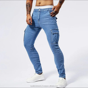 Nuevos hombres Y2K moda Joggers pantalones holgados Casual Slim Street Style elástico Denim Jeans Multi-bolsillos remache Paisley Cargo - Product Image 2