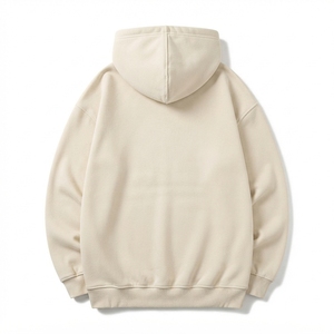 Sudadera con Capucha Personalizada con Textura Crema para Hombre, Sudadera con Bolsillo Canguro y Logotipo en Etiqueta, Estilo Urbano - Product Image 4