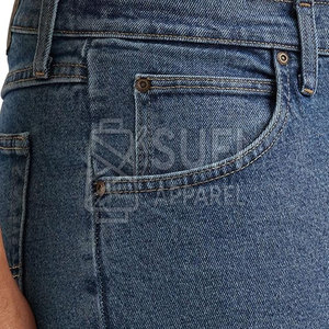 Jeans Clásicos de Hombre de Cintura Media y Pierna Recta, Tela 100% Algodón Resistente, Estilo Tradicional de Cinco Bolsillos para Uso Diario Informal - Product Image 6