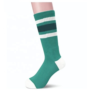 Men's <b>Black</b> Crew <b>Socks</b> with White Stripes Knitted Breathable Athletic Style Spring Wear - Product Image 5