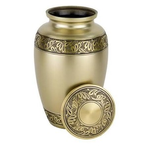 Urna Funeraria Plateada para Cenizas Humanas Adultas, Diseño Metálico Resistente con Bandas Horizontales, Urna Conmemorativa de Latón con Bolsa de Terciopelo Gratis - Product Image 6