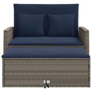 Canapé de jardin en rotin PE gris et bleu marine et acier thermolaqué - Product Image 6