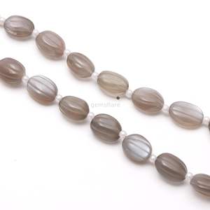 Cuentas ovaladas talladas de piedra lunar gris AAA, cuentas de piedras preciosas naturales talladas a mano para la fabricación de joyas, tallados de piedra lunar de primera calidad, 8 pulgadas - Product Image 2
