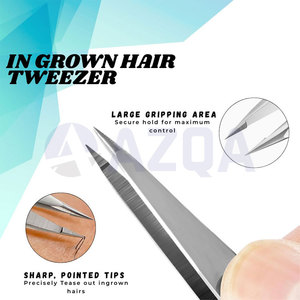 Ensemble de 4 pinces à épiler en acier inoxydable pour sourcils et poils incarnés avec étui en cuir PU, kit d'outils de toilettage de précision - Product Image 2