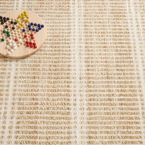 Alfombra Moderna Rectangular de Lana y Poliéster con Rayas, Tejido Plano, Base Antideslizante, Alfombra Delgada para Sala de Estar - Product Image 5
