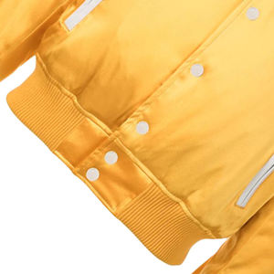เสื้อแจ็คเก็ตวาร์ซิตี้สีเหลืองสำหรับผู้ชาย สีพื้น ปิดกระดุม คอปกพับได้ สไตล์ลำลอง ทรงปกติ ผลิตจากวัสดุโพลีเอสเตอร์ - Product Image 4