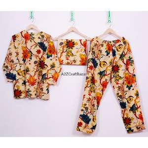 Pijamas de Algodón 100% Puro para Mujer, Cuello en V, Transpirables, Suaves, con Cintura Elástica, Ropa de Dormir - Product Image 6