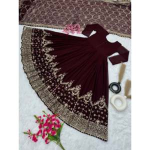 Vestidos de noche Elegante vestido de fiesta con Secuencia Dupatta bordada Detalle DE TRABAJO - Product Image 2