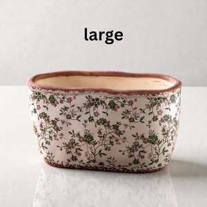 Vase de table en céramique décoratif exquis et durable, design floral shabby chic, 8-16 pouces, finition mate peinte - Product Image 2