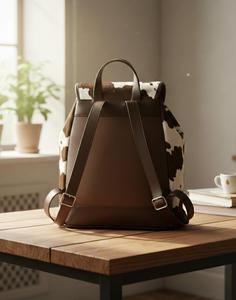 Luxury Hair-On Leather <b>Backpack</b> Genuine Cowhide Travel Laptop <b>Backpack</b> Custom Logo Wholesale Bulk Manufacturer LHBP-0014 - Product Image 2