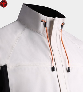 Veste de course coupe-vent en PU pour homme, col montant, fermeture éclair, blocs de couleur, manteau sportif d'automne, coupe régulière, en polyester, imperméable - Product Image 4
