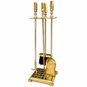 Juego de herramientas de latón para chimenea al por mayor, set de accesorios para chimenea con soporte, pala, pinzas, cepillo y pica leña para interiores. - Product Image 3