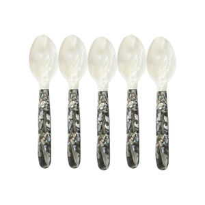 Hand Carved White Mother of Pearl Caviar Spoon Floral Design Long Stem <b>Mirror</b> Polish Custom Logo Gift Tableware Storage - Product Image 2