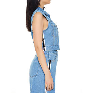 เสื้อแจ็คเก็ตแขนกุดผู้หญิงผ้าฝ้าย 100% ยืดได้ หลายกระเป๋า ลายวินเทอร์ดีไซน์แบบแอซิดวอช - Product Image 4