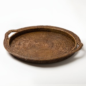 Decor serving tray for <b>sweets</b> & drinks best quality natural rattan organizer hand-weaving trays - Product Image 3