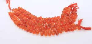 Perles en forme de goutte en cornaline naturelle lisse 6x9-7x10 mm, perles de pierre précieuse en cornaline en forme de goutte de 8 pouces, perle de pierre précieuse naturelle en cornaline en forme de goutte - Product Image 3