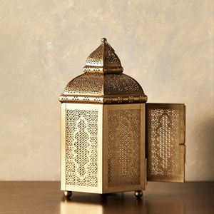 Wholesale 2027 Ramadan Home Tabletop Decorations <b>Gold</b> Moroccan Metal Candle Holder <b>Lantern</b> - Product Image 1