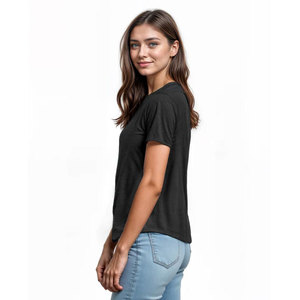 T-shirt pour femme de haute qualité, coupe ajustée, logo personnalisé, en spandex/coton, anti-rides, respirant, pour l'été - Product Image 6