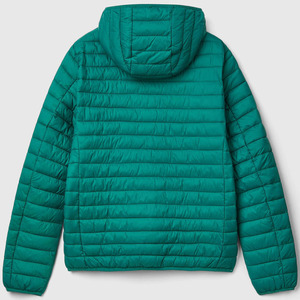 Men's Teal Hooded Puffer <b>Jacket</b> Windproof Casual <b>Winter</b> Polyester Zipper Coat Regular Fit Custom OEM ODM Wholesale - Product Image 2