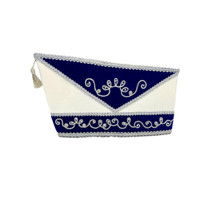 Casquette de prince brodée à la main, motif floral, rouge, blanc, or, pour festival, fête, cérémonie, carnaval, avec pompon - Product Image 2