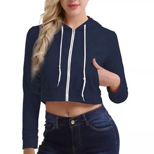 Ropa de entrenamiento de alta calidad para mujer, ropa deportiva para gimnasio, Top corto con capucha para mujer, Sudadera corta para invierno - Product Image 4