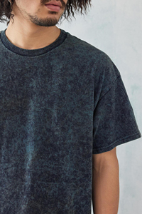 Casual Acid <b>Wash</b> Men's T Shirts 100% Cotton Knitted Eco-Friendly Breathable Lightweight O Neck Solid Color Customizable Short - Product Image 4