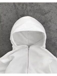 Hoodie personnalisé 100% coton, coupe ample, effet délavé, épaules tombantes, 450 g/m², fermeture éclair, pour hommes, femmes et streetwear. - Product Image 5