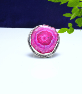 Anillo de Plata de Ley 925 con Druzy Rosa – Anillo de Joyería con Piedra Preciosa Natural para Ella - Product Image 3