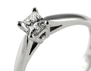 Anillo de diamantes de corte princesa 14K 18K oro blanco sólido hermosos anillos de boda de compromiso de moda para fiestas aniversarios IGI - Product Image 1