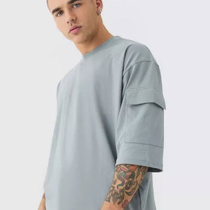 Conjunto de Camiseta de Cuello Redondo con Bolsillos Tipo Cargo, Estilo Casual de Verano, 100% Algodón Tejido, Transpirable, Color Sólido, Superventas 2026 - Product Image 5