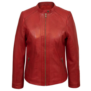 Chaqueta de cuero para mujer, abrigo cálido de otoño e invierno, chaqueta de PU a la moda con cremallera. - Product Image 1