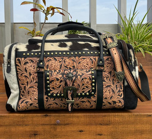 Newly Customized Unisex Hand Tooled Leather Duffel <b>Bag</b> Cowhide Leather <b>Weekender</b> <b>Bag</b> Handmade Large <b>Travel</b> Vacation Holidays <b>Bag</b> - Product Image 2