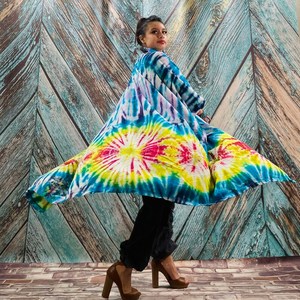 1 pièce Robe Kaftan Kimono Bandeau Col en V profond Tie-Dye pour l'été, les soirées, les vacances, style bohème et plage - Product Image 4