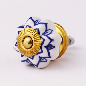 Tiradores de cerámica Vintage para casa de campo, tiradores de flores azules para cajones, CK-181 de 3,81 cm, venta al por mayor - Product Image 2