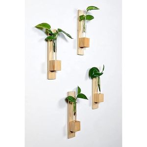 Juego de Macetas de Pared Modernas de Madera, Jarrones de Bambú y Madera, Exhibición de Plantas Colgantes para Decoración de Interiores de Hogar y Oficina - Product Image 2