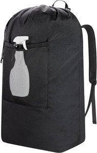 Bolsa de Lavandería Tipo Mochila, Material Oxford, Correas Acolchadas Suaves, Cierre con Cordón, Negra, Tamaño XX-Large, Resistente, Lavable, Cesto para Ropa Sucia, Grande - Product Image 4