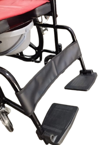 <b>Commode</b> Wheel <b>Chair</b> With Black Frame And Plastic Wrapped Wheels For Rehab Center Use - Product Image 2