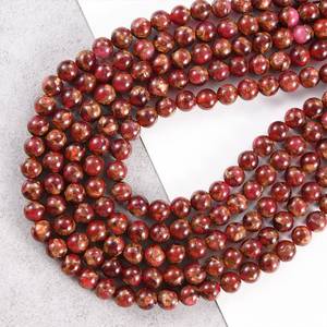 Perles de quartz mosaïque rouge naturel, lisses, pierres précieuses, brin complet de 15,5 pouces, certifiées IGI, origine Rajasthan, pour la fabrication de bijoux DIY - Product Image 2