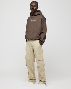 Sudaderas con Capucha Marrones de Corte Holgado Premium, Logotipo Personalizado, Algodón Grueso, Sudadera Urbana Lisa, Fábrica de Ropa OEM ODM - Product Image 5