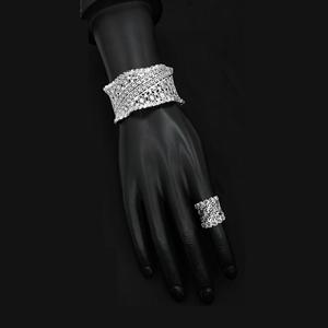 Best Finishing Artificial <b>Silver</b> Plated <b>Adjustable</b> <b>Bracelet</b> With Finger Ring African Arabic Dubai Fashion Women Ring <b>Bracelets</b> - Product Image 3