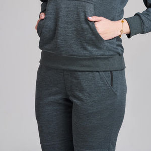 Ensemble de survêtement en molleton épais personnalisé pour femme, manches longues, coupe oversize, deux pièces, style streetwear pour l'hiver - Product Image 6