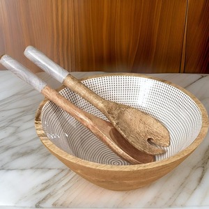 Bol à salade rond naturel en bambou, bols en bois de coco, design attrayant, décoratif, pour servir les aliments - Product Image 5