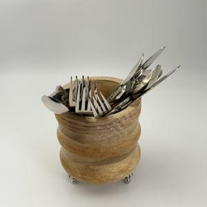 Caddy en bois au design élégant, parfait pour organiser les couverts, support pour ustensiles avec pieds perlés pour la maison, la cuisine et l'hôtel - Product Image 5