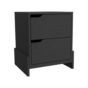 Brookland <b>Black</b> Wengue Finish Nightstand with Double Drawers and Sturdy Base <b>Bedside</b> <b>Table</b> - Product Image 2