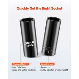 Set di 50 Bussole a Impatto da 3/8 Pollici, Profonde e Poco Profonde, 6 Punte, SAE/Metriche (5/16-22mm), Acciaio Cr-V, Barre di Prolunga 3-6, Modello D0100XFPT07 - Product Image 4