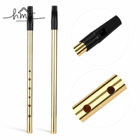 Set Brass Whistle Flute BB Key Open Bass Metal Penny Whistle Multiple Sizes Gold Finish Musical Instrument Beginners Practice