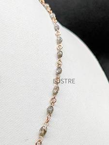 Collier de mariage style bohème en or rose 14 carats avec diamants champagne, modèle Lustre 1011, perles naturelles roulées, bijoux fins faits à la main - Product Image 4